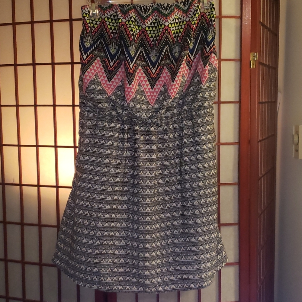 Strapless Tribal Print Dress w Pockets XXL